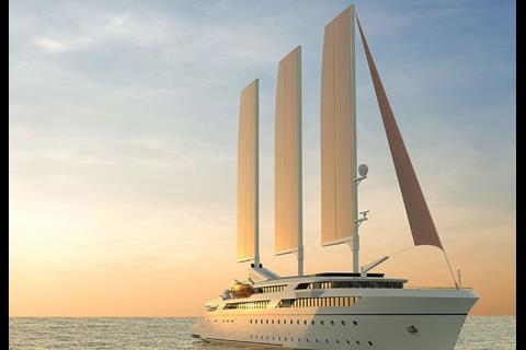 Wind-assisted propulsion for a 110m expedition cruise yacht (Copyright: Knud E. Hansen A/S)